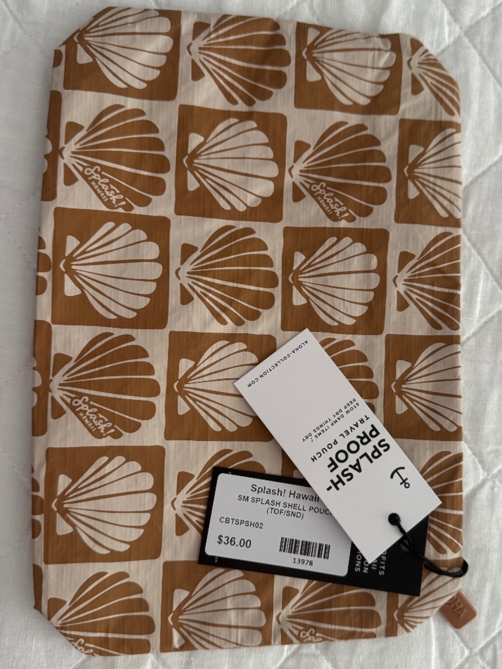 ALOHA Collection X Splash Hawaii Splash Shell Pouch Toffee/Sandstone NWT